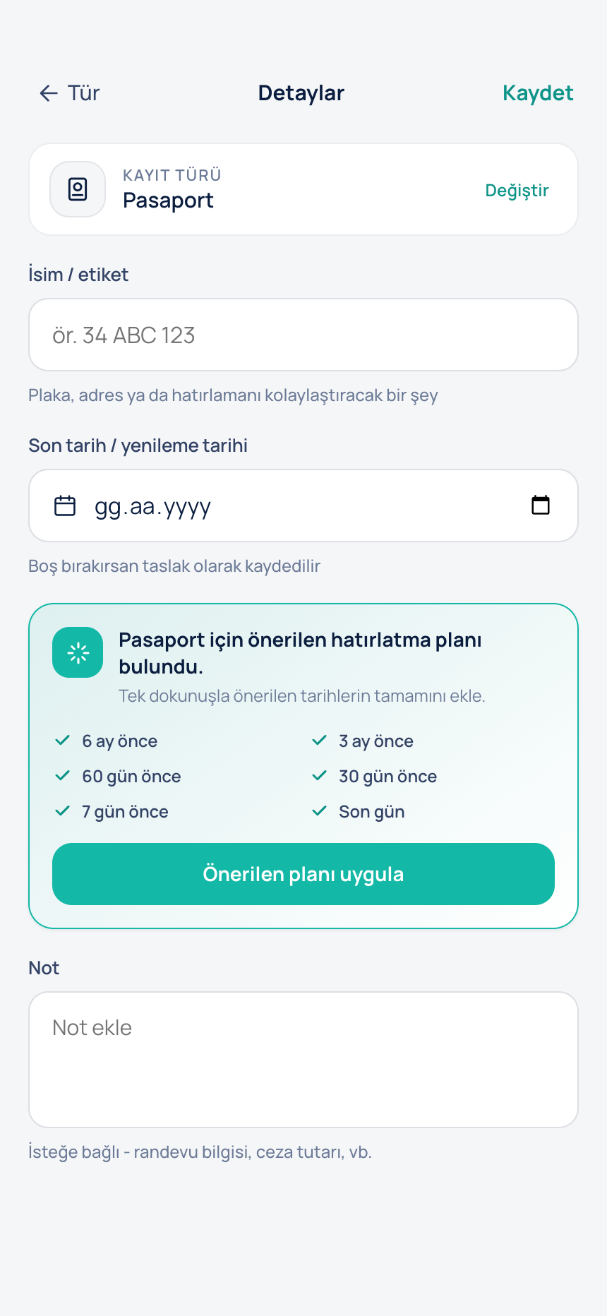Akıllı plan ekranı